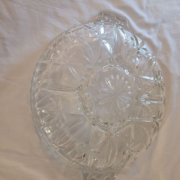 Vintage Clear Glass 5 Part Divided Two Handled Vegetable Dish Server Star - Picture 2 of 3